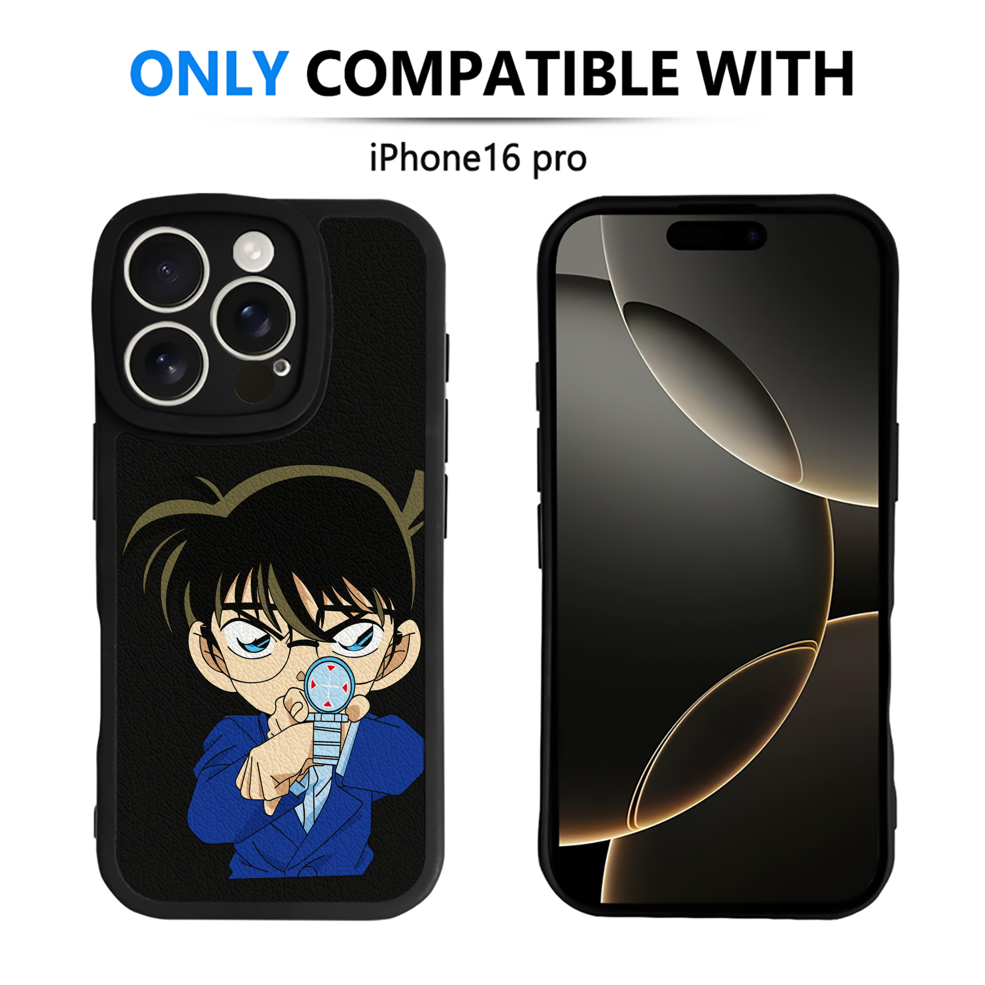 （画像用） 名探偵コナン 江戸川 コナン Detective Conan Conan Edogawa 【iPhone 16シリーズ対応】シリコンスマホケース（レザー調） 材質：シリコン